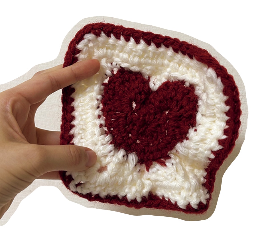 手編みのハートバッグにチョコを入れて配りたい（myさん・大学2年）