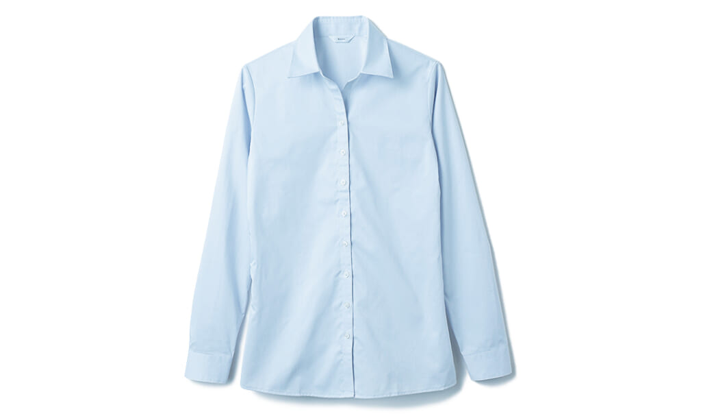 洋服の青山のライトグレーのスキッパーブラウス