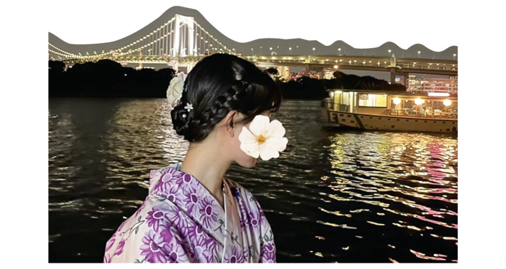 屋形船に乗って東京湾をクルージング（まゆゆさん・大学3年）