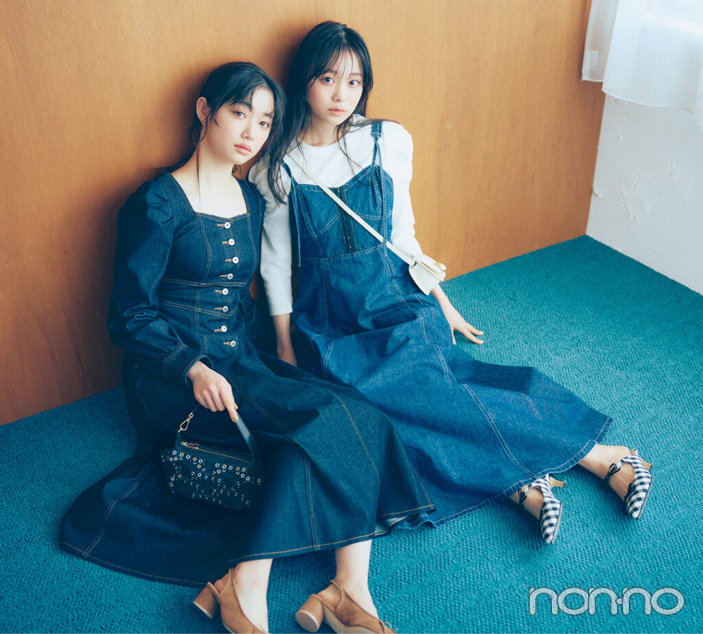 小宮山莉渚と林芽亜里の名刺ワンピモデルカット1-4