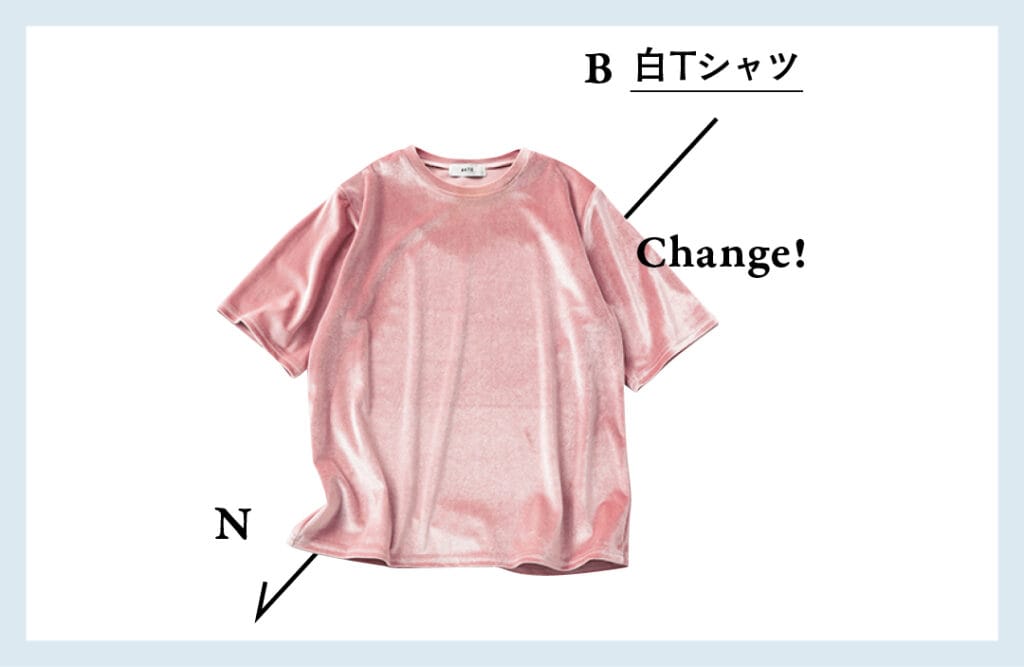 25℃以上の日のピンクベロアTシャツ