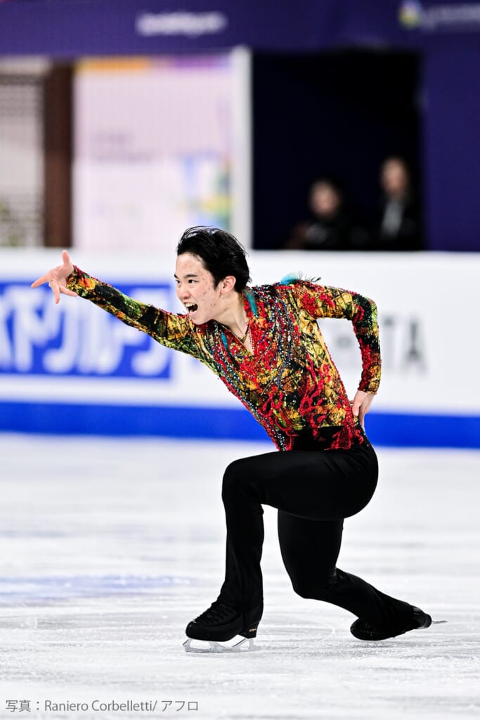 2024-25シーズンの四大陸選手権でショートプログラムを滑る友野一希