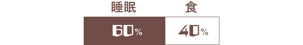 睡眠60％、食40％