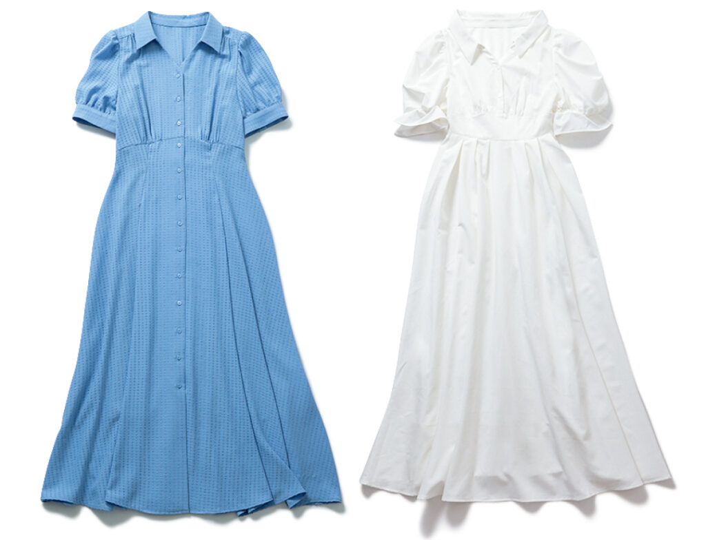 パフ袖シャツワンピ