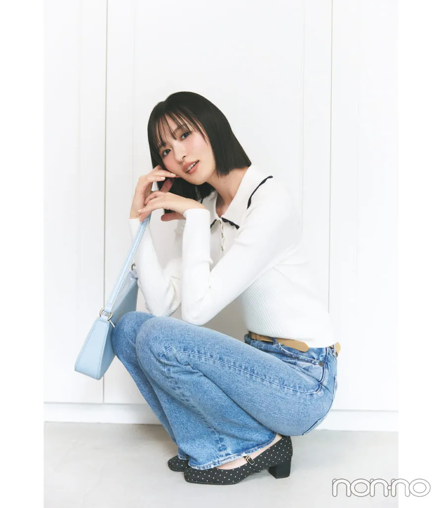遠藤さくらが着こなす大学生の一週間コーデ 木曜日のデニムコーデ