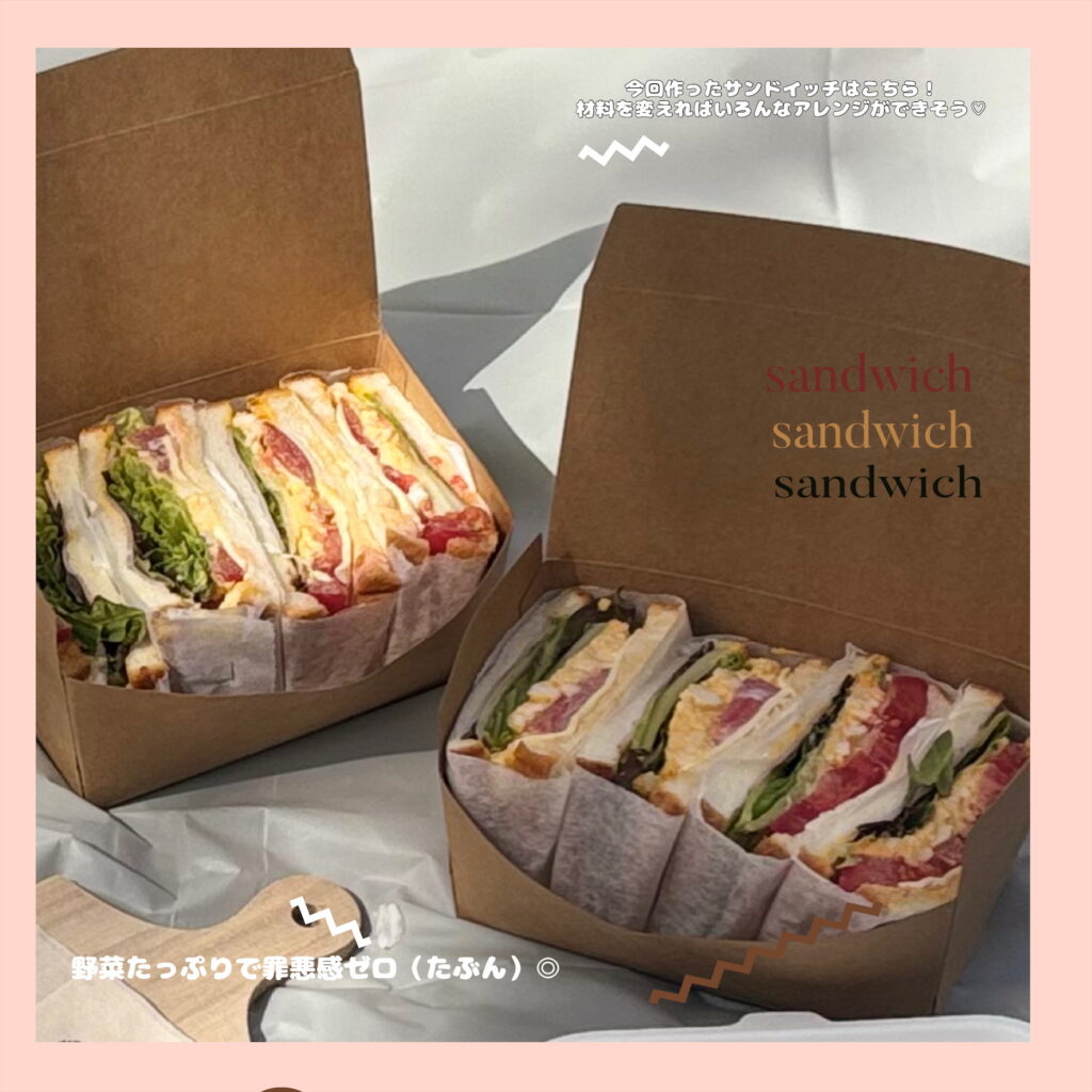 できあがったサンドイッチの材料の写真