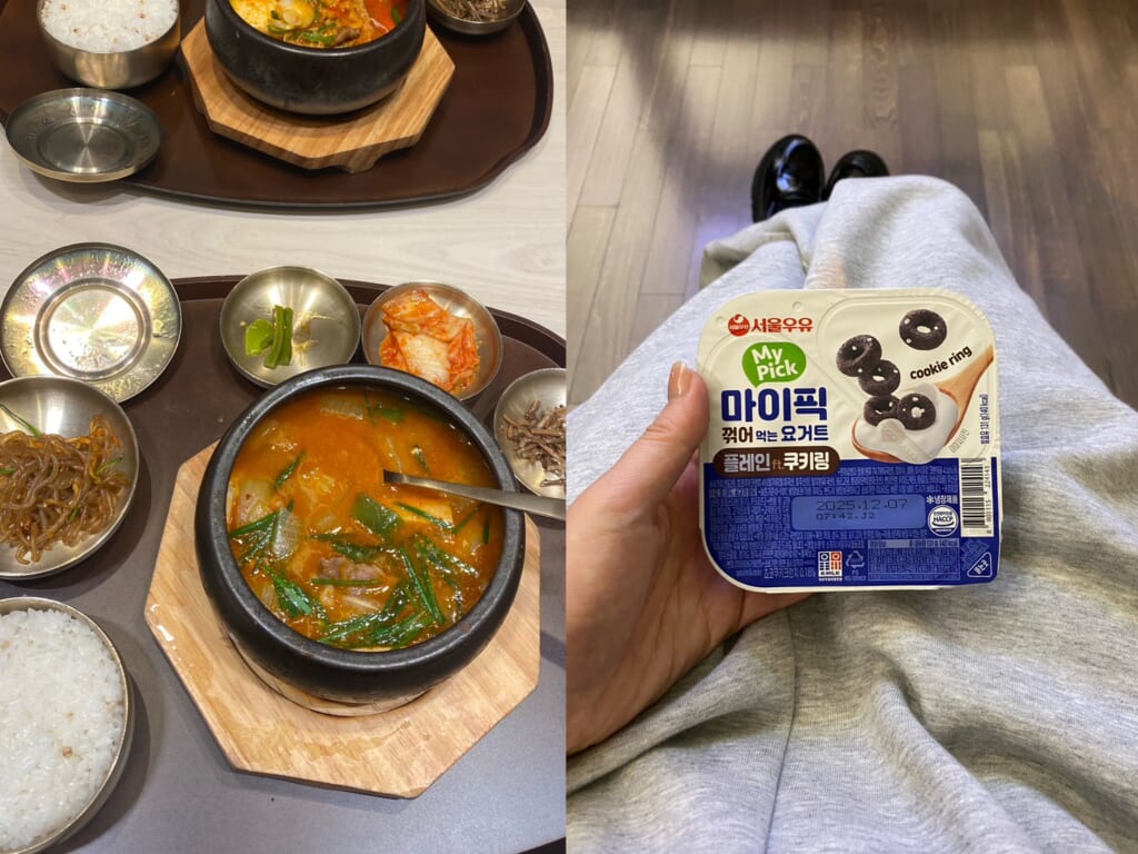 空港で食べた味噌チゲとビヨットヨーグルト