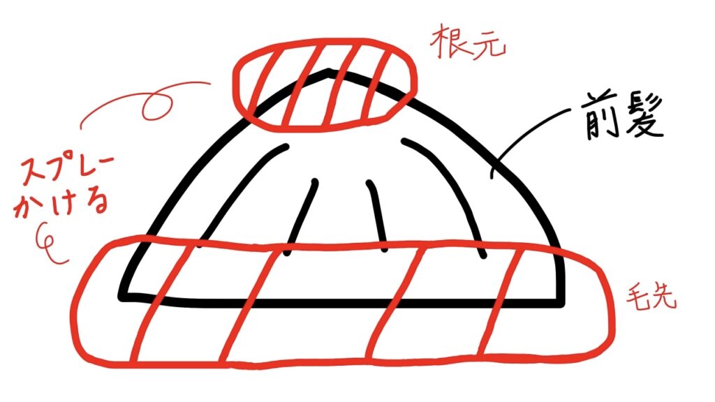 前髪のスプレーのかけ方