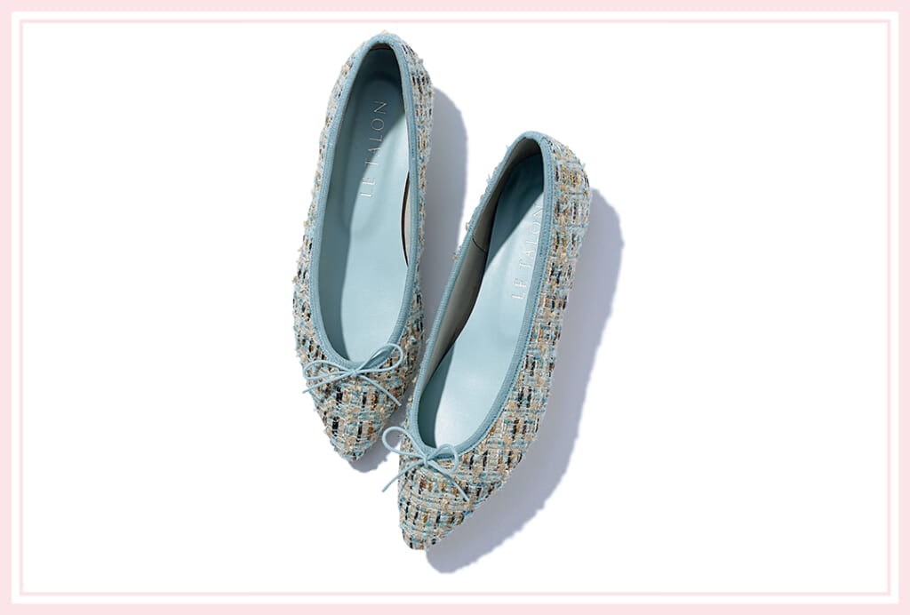 春靴のツイードバレエシューズ