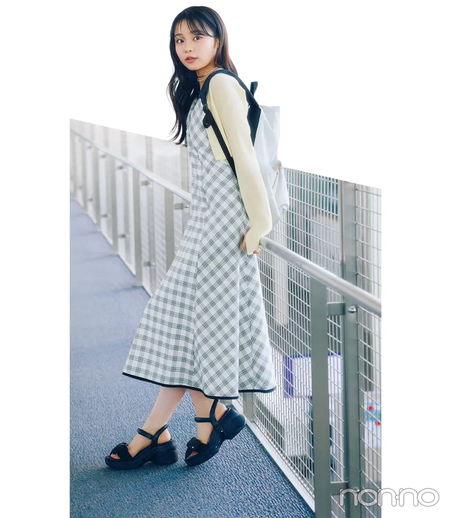 林芽亜里の大学生の一週間コーデ 金曜日のワンピーススタイル