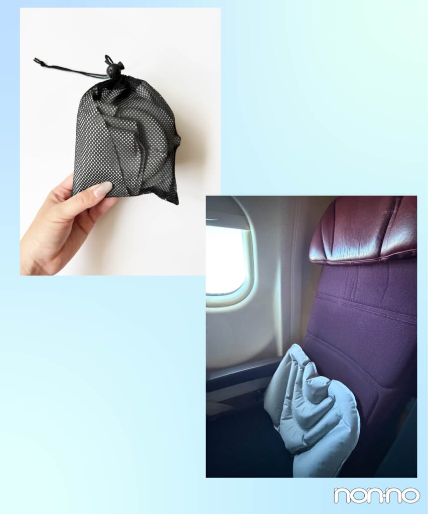 機内に持ち込んだ腰クッション