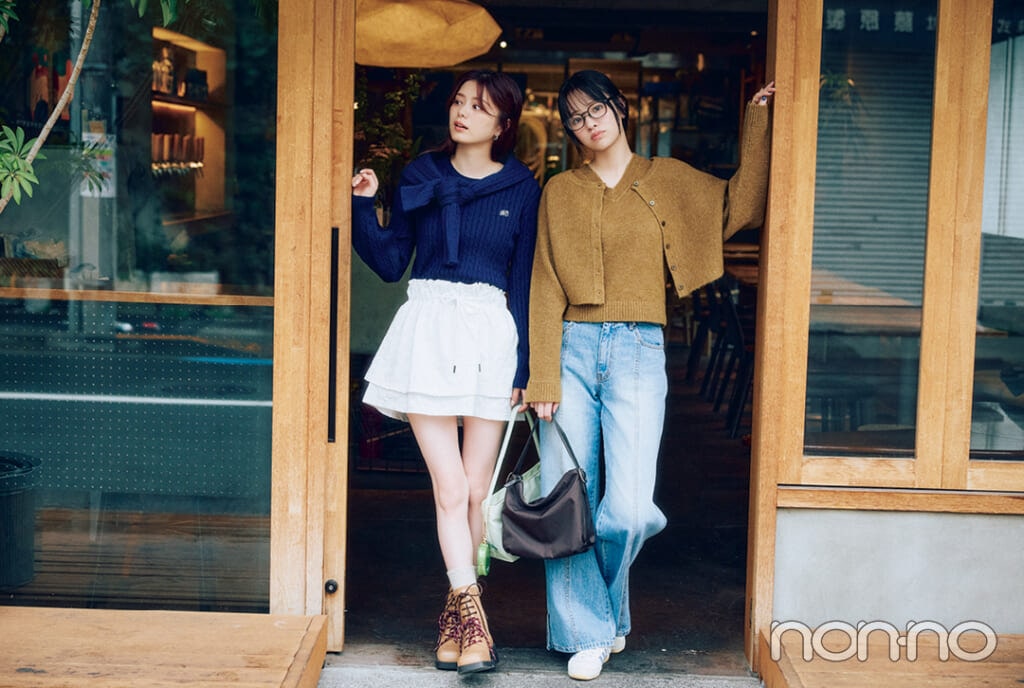 プチプラ高見えニットを着た横田真悠と紺野彩夏6