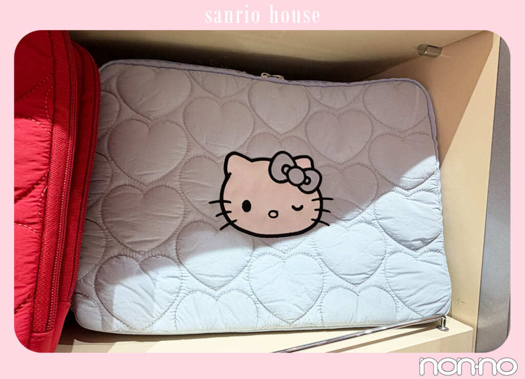 ハローキティ ハートキルティングPCケース、ライトブルー