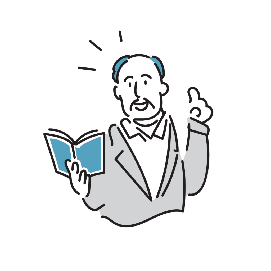 教える男性教員のイラスト(中年・老年)