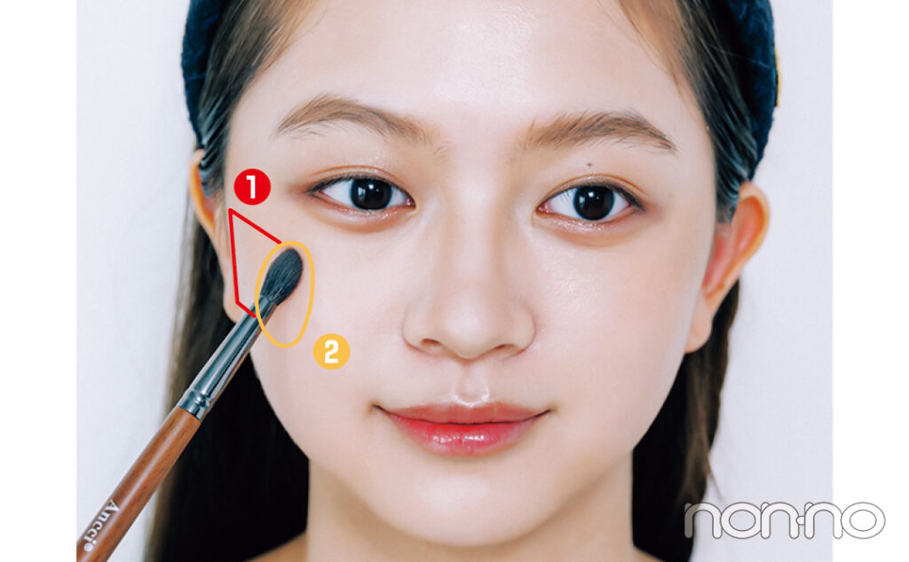 面長印象を緩和するシェーディング