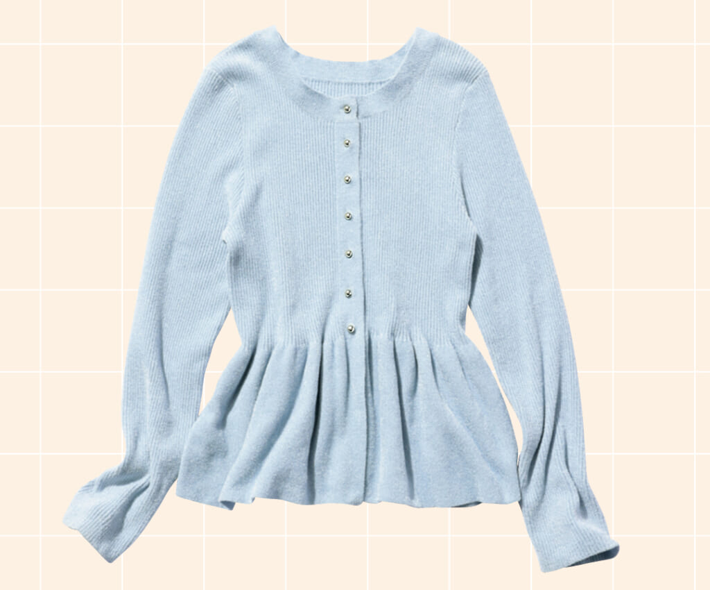 VIS春色ペプラムカーデ