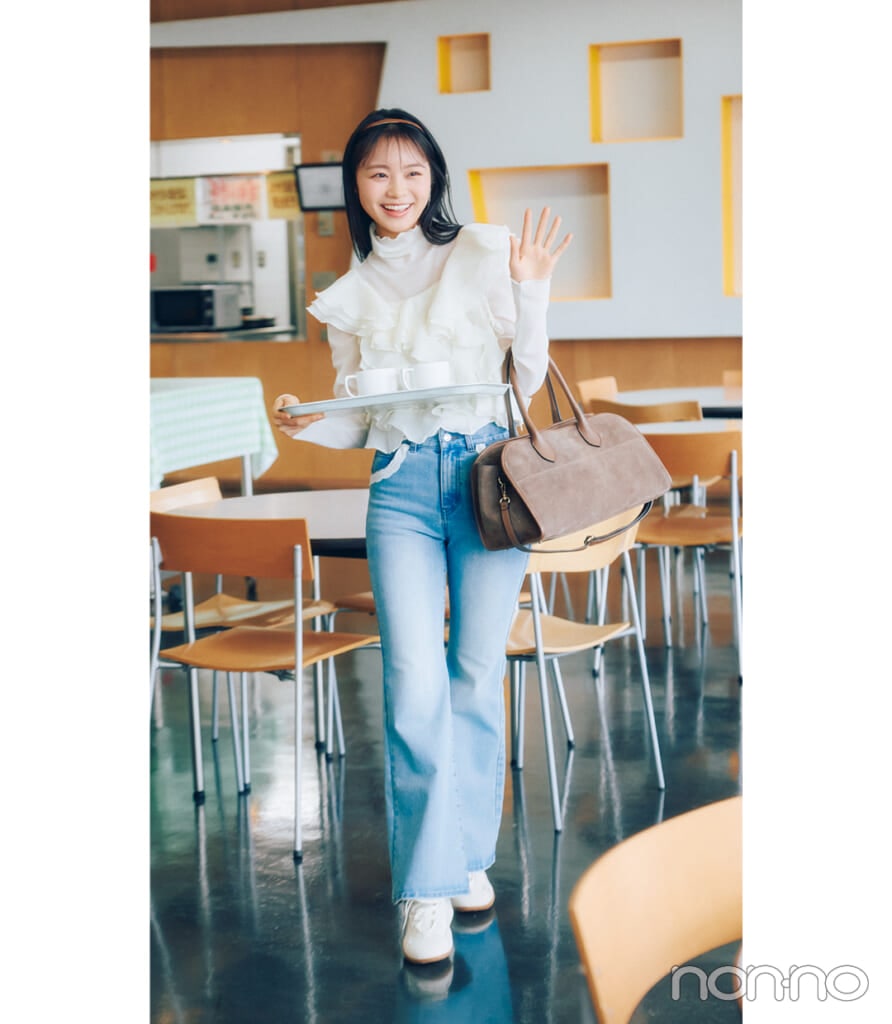 林芽亜里の時間割別大学生の作り置き通学コーデモデルカット2-3