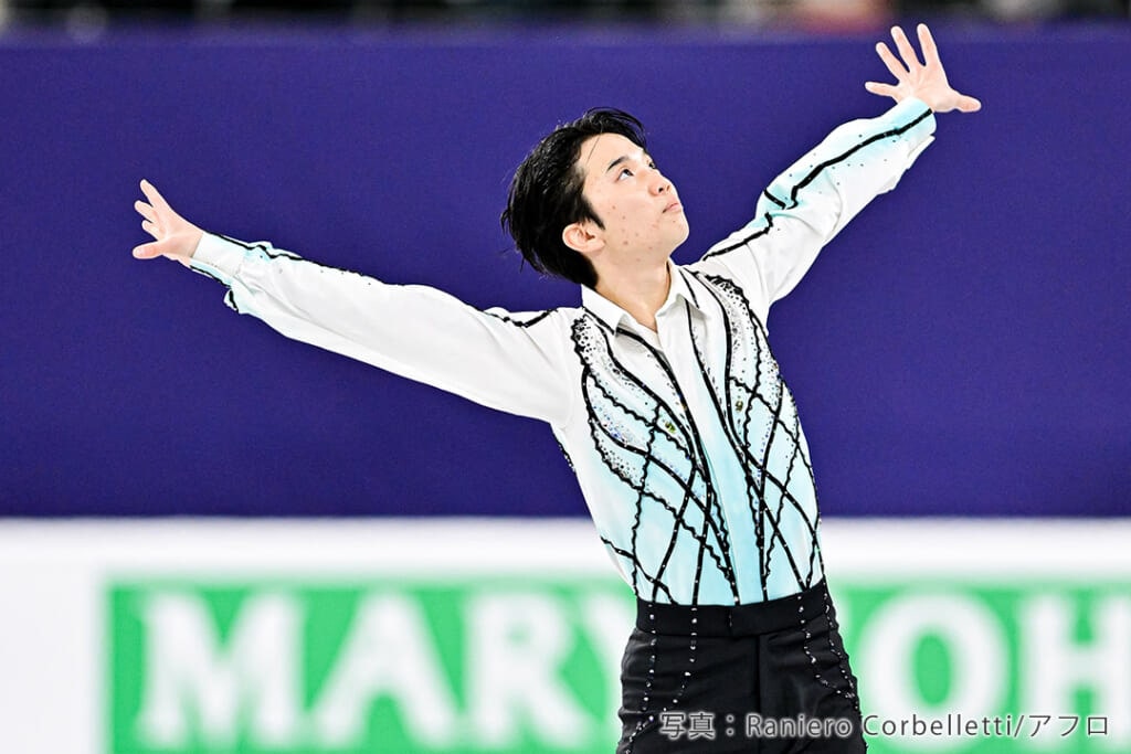 2024-25シーズンの四大陸選手権でフリープログラム「Buttefrly」を滑る友野一希