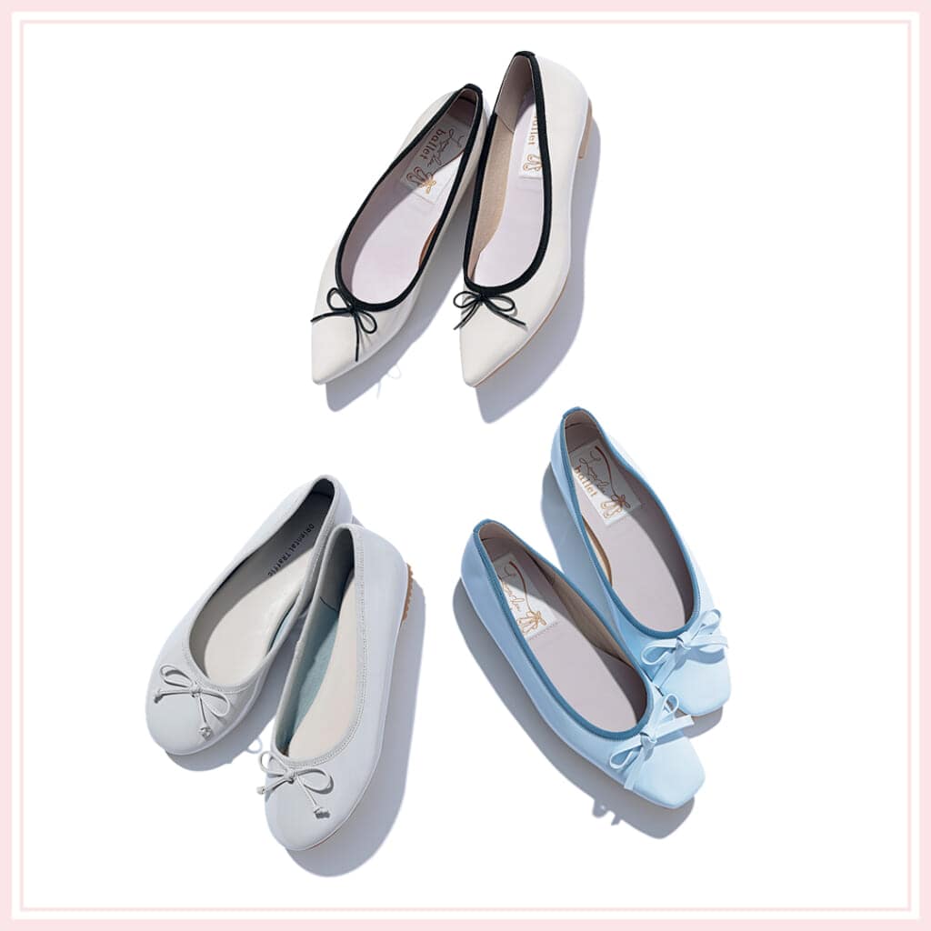 春靴のエナメルバレエシューズ3足