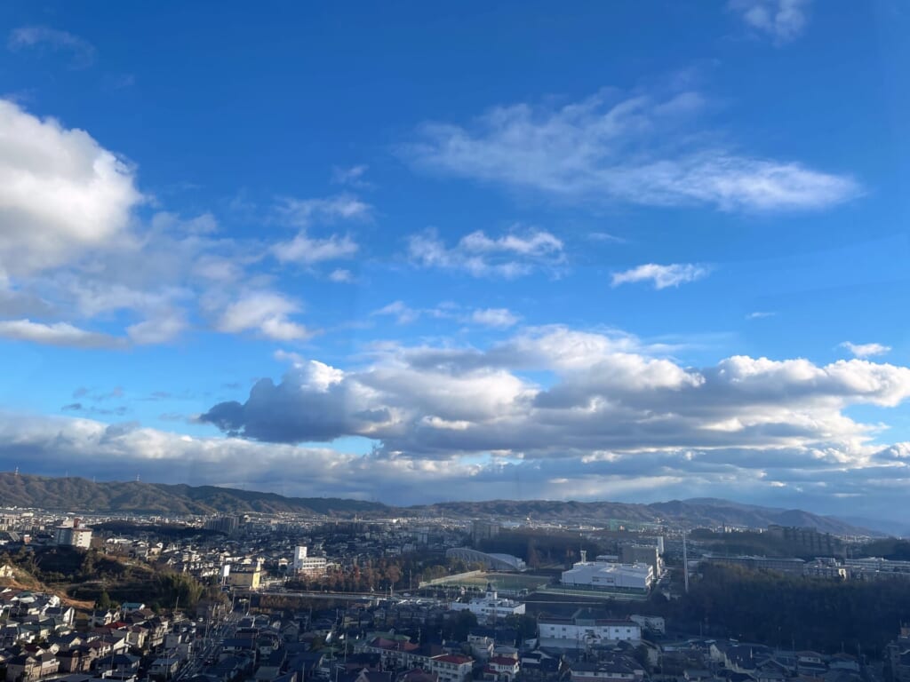 ひらパーの観覧車からの景色。青空が綺麗。