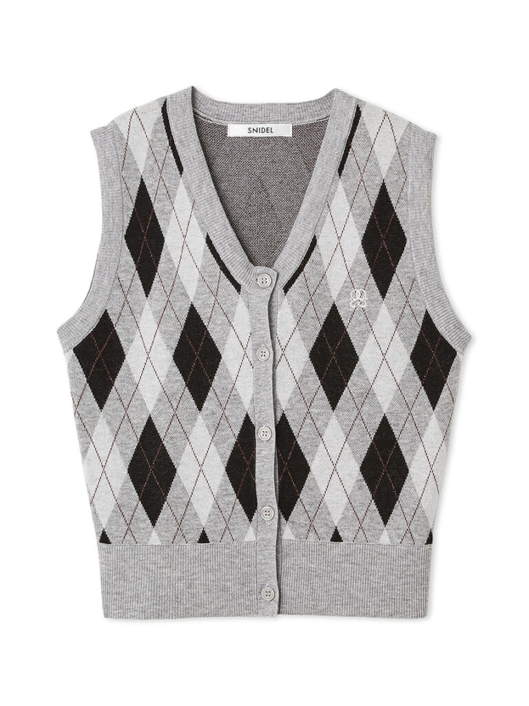 スナイデルのアーガイルベストのグレー