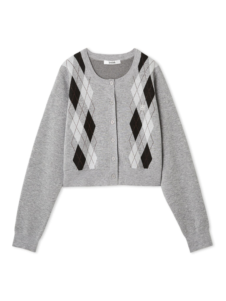 スナイデルのアーガイルカーディガングレー