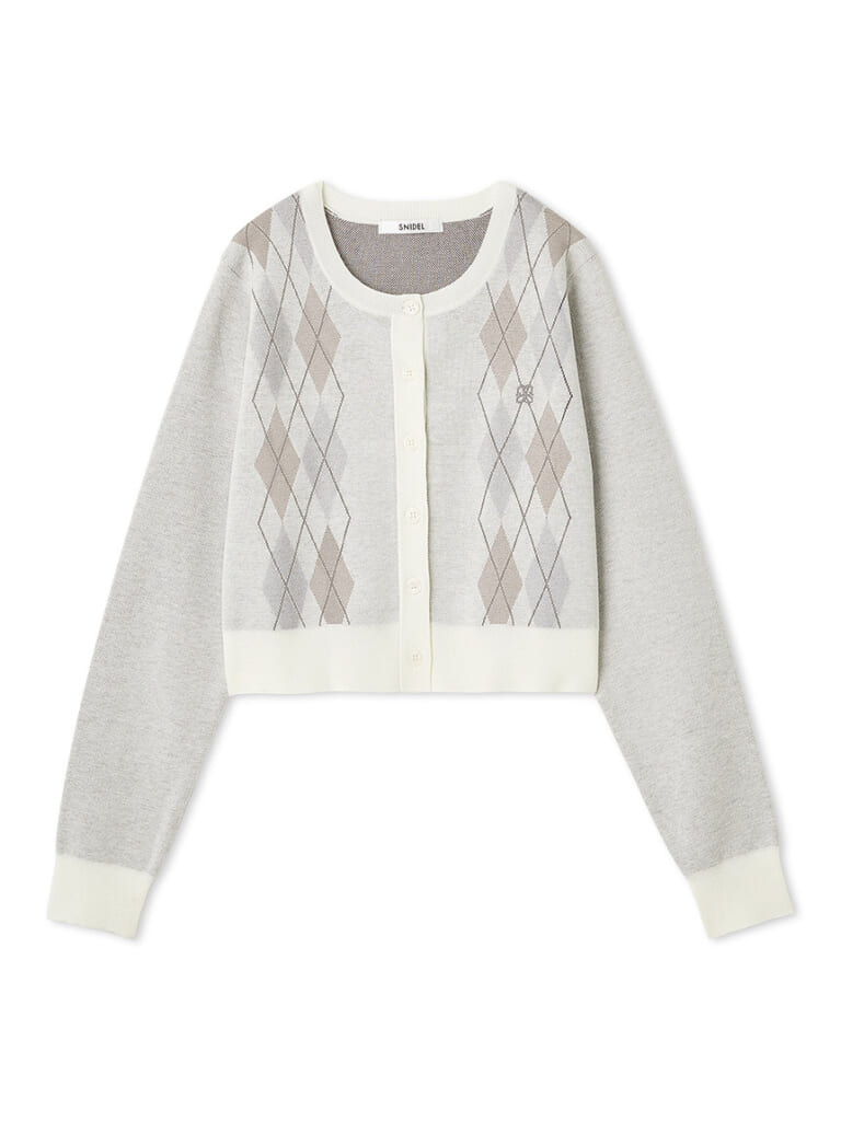 スナイデルのアーガイルカーディガンアイボリー