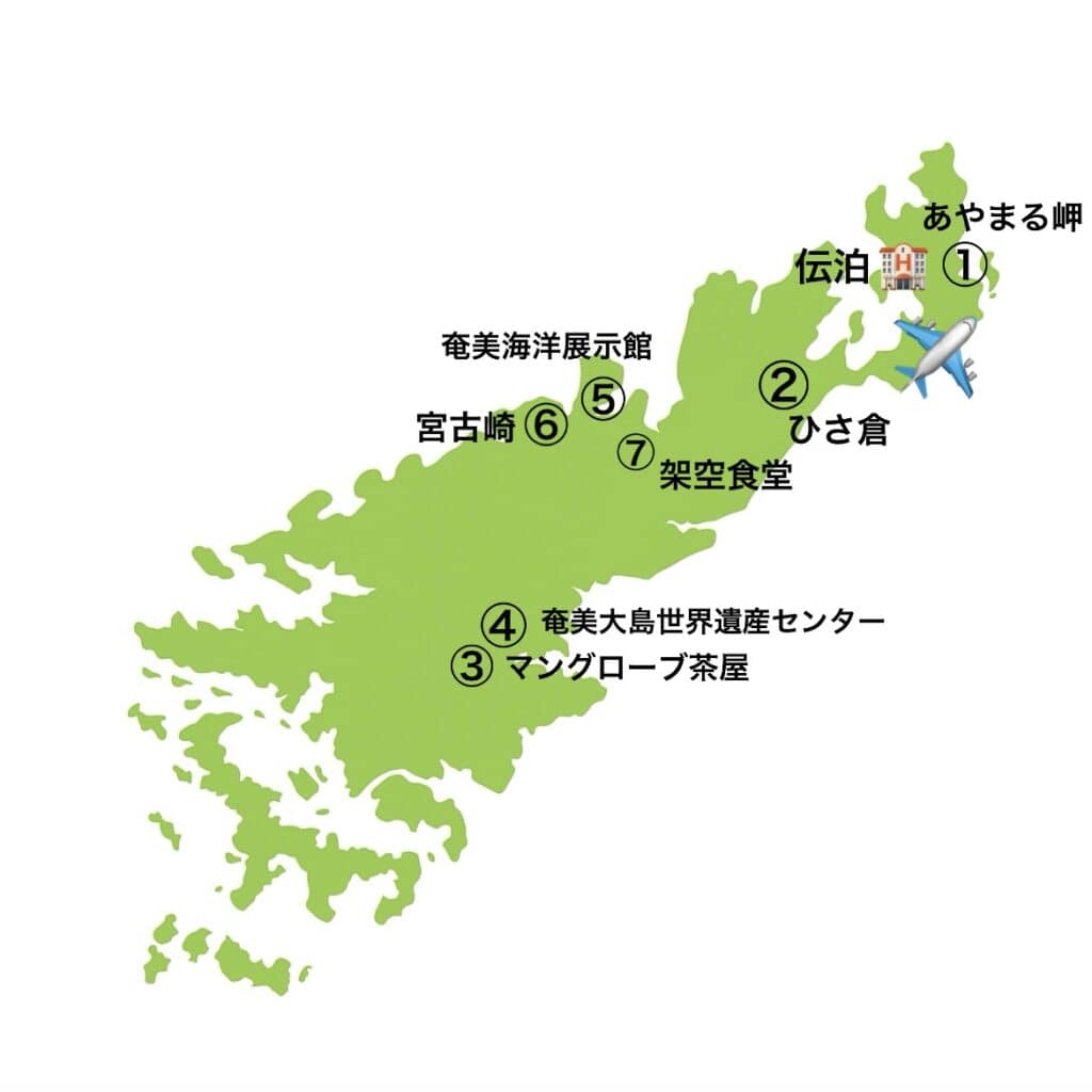 奄美大島 観光マップ モデルコース