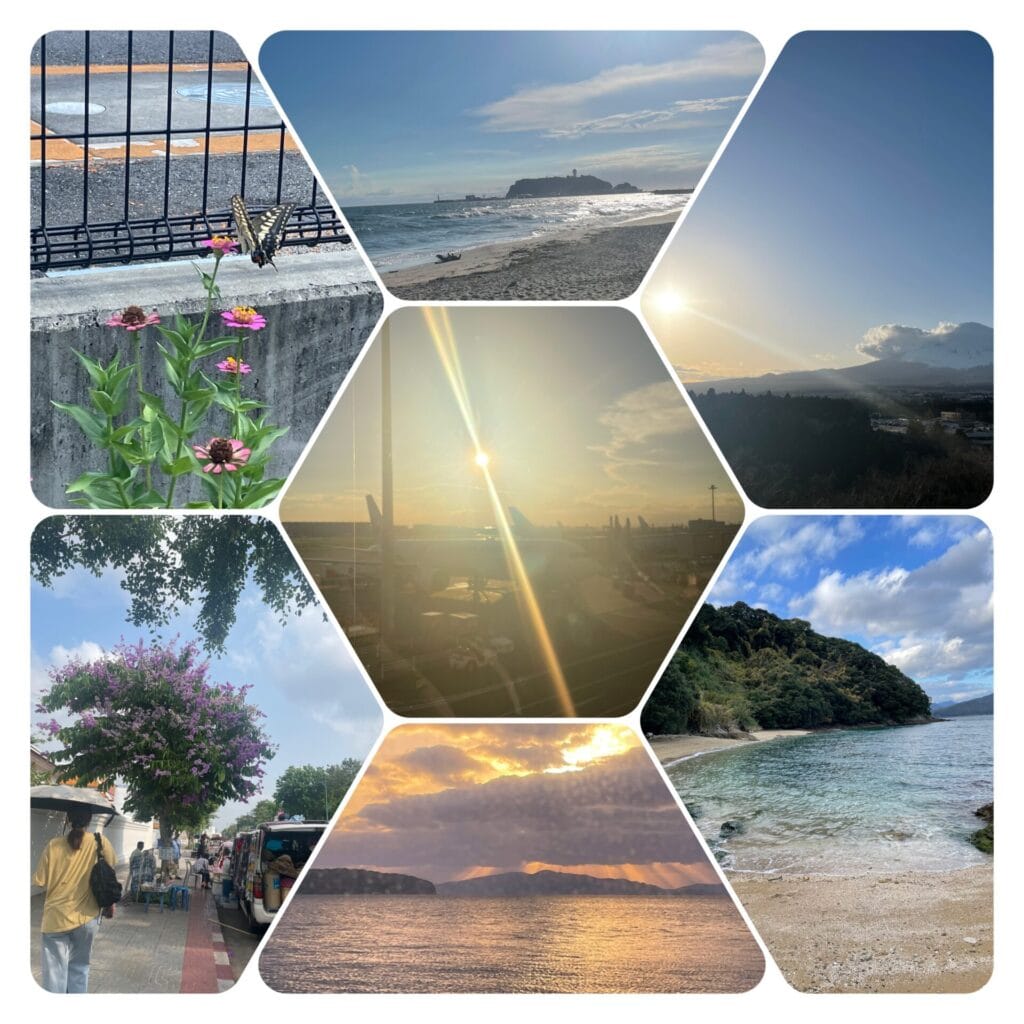 景色のコラージュ写真
