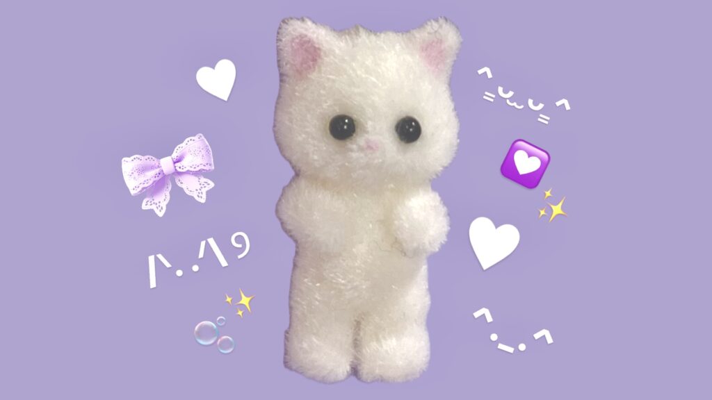 キーリングに使用した白いネコのパーツ