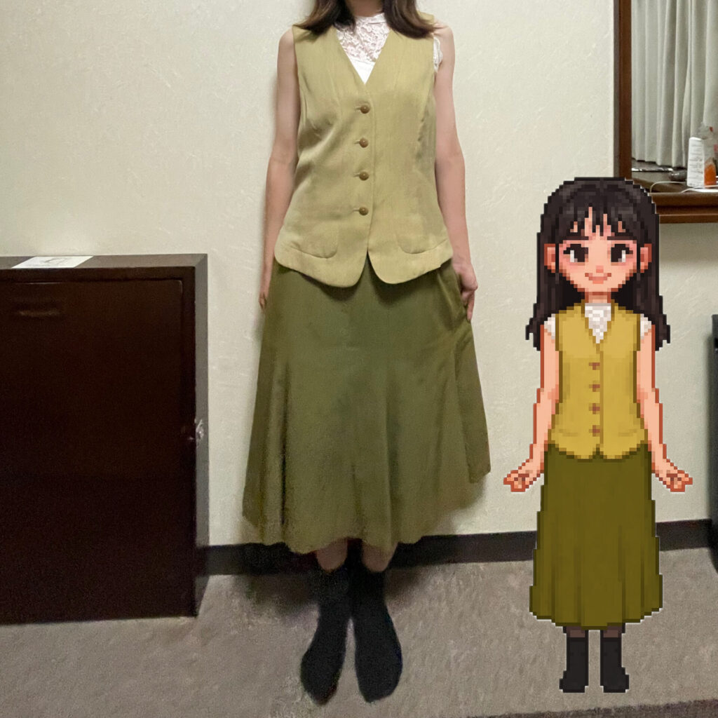 夏 ノースリーブ コーデ ピクセル イエロー ベスト