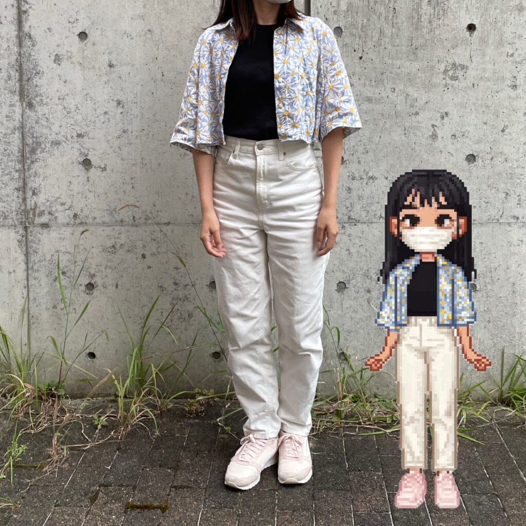 ZARA GU 夏 コーデ ピクセル デニム シャツ
