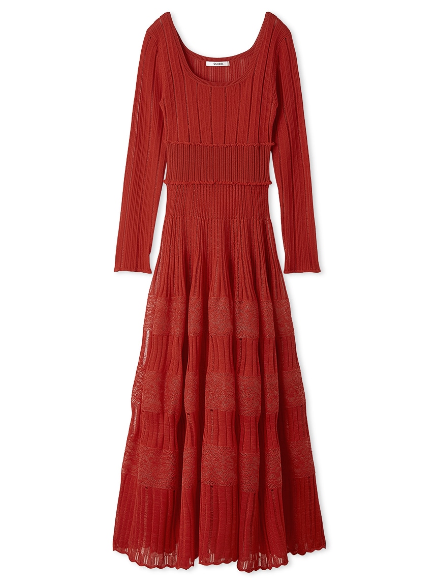 レースクロシェロングドレス