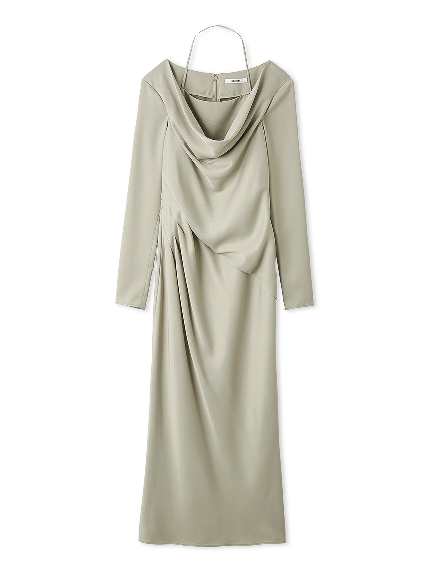 ドレープバックサテンロングワンピース