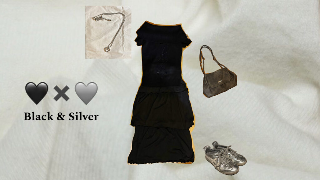 黒とシルバーのコーデ
