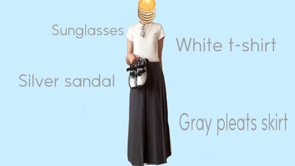 グレープリーツスカートコーデ