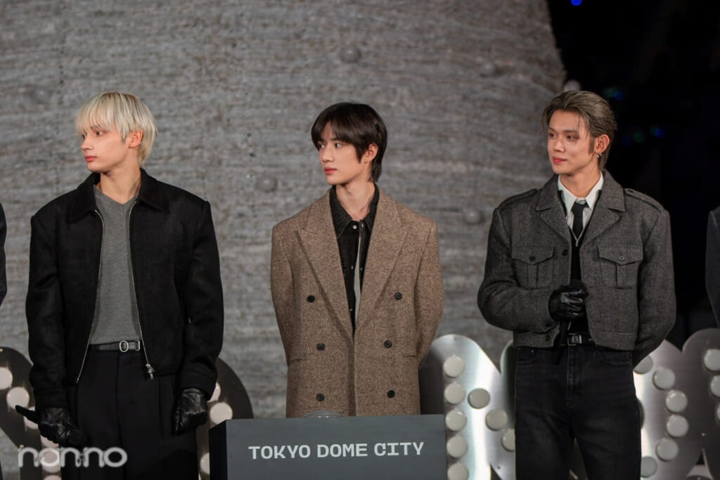 東京ドームシティのイベントに出席したTOMORROW X TOGETHER （トゥモローバイトゥギャザー、TXT）のYEONJUN、BEOMGYU、HUENINGKAI