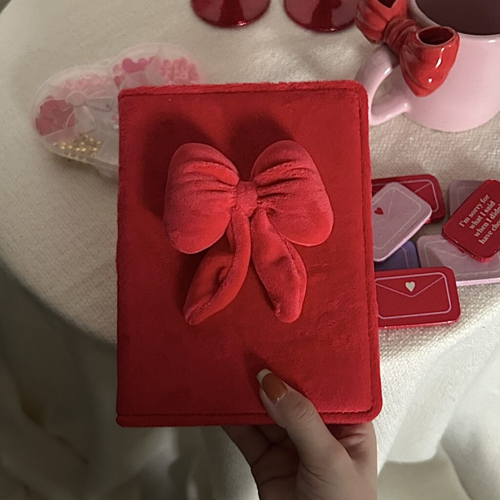 フライングタイガーのバレンタイングッズ 文具 リボンの手帳