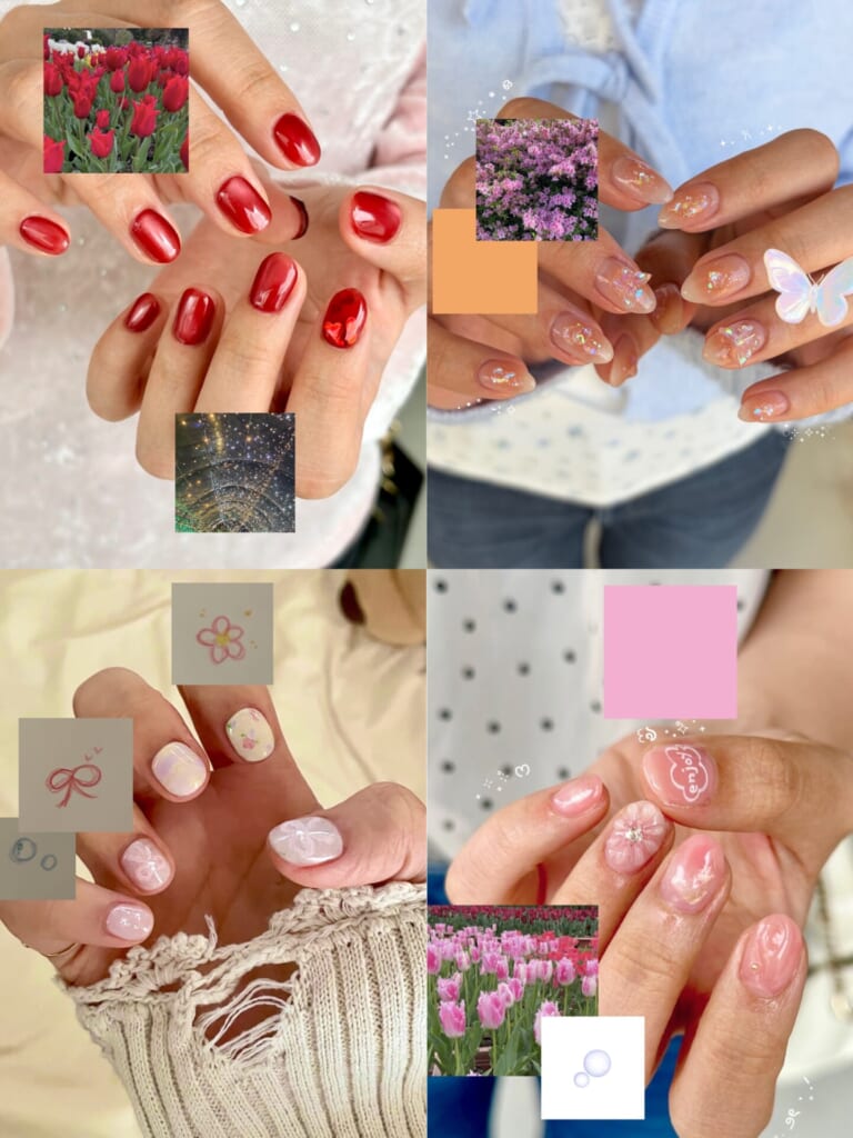 春ネイルデザイン4つ