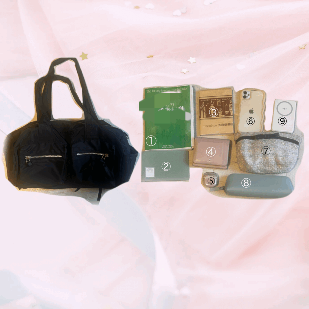 肩掛けバック
かばん
中身
大学生
ミニルーズリーフ