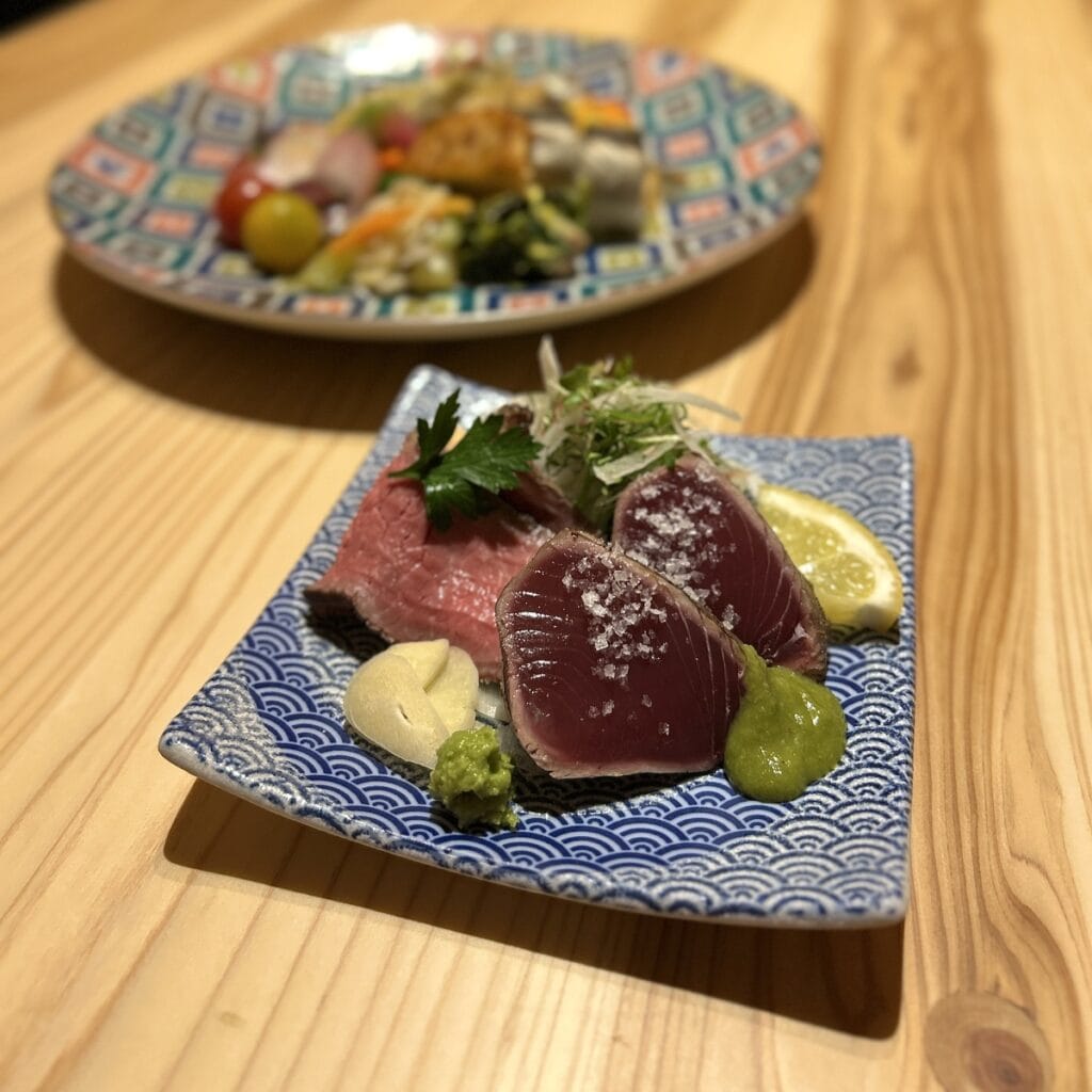 ワラ焼きのカツオたたき＆ローストビーフ
