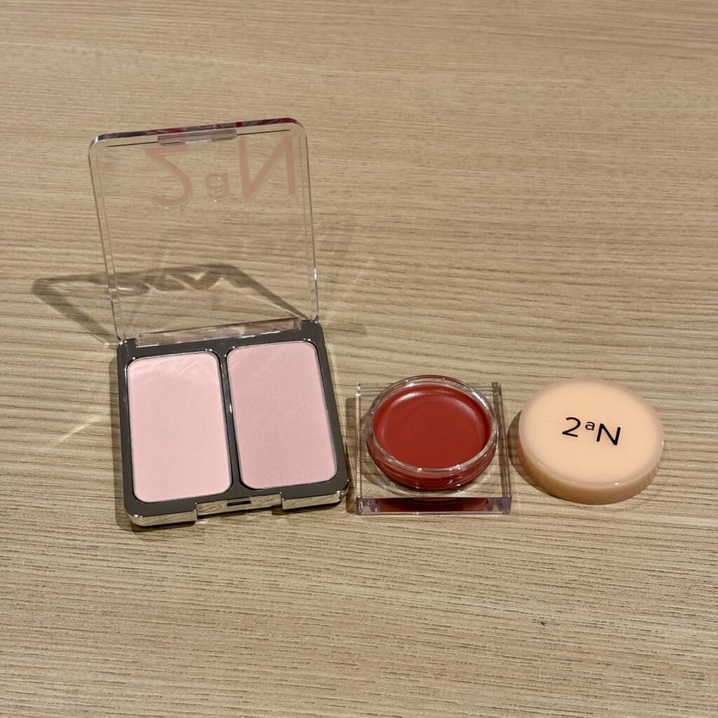 Qoo10のメガ割で購入したデュアルチークとおまけのリップ