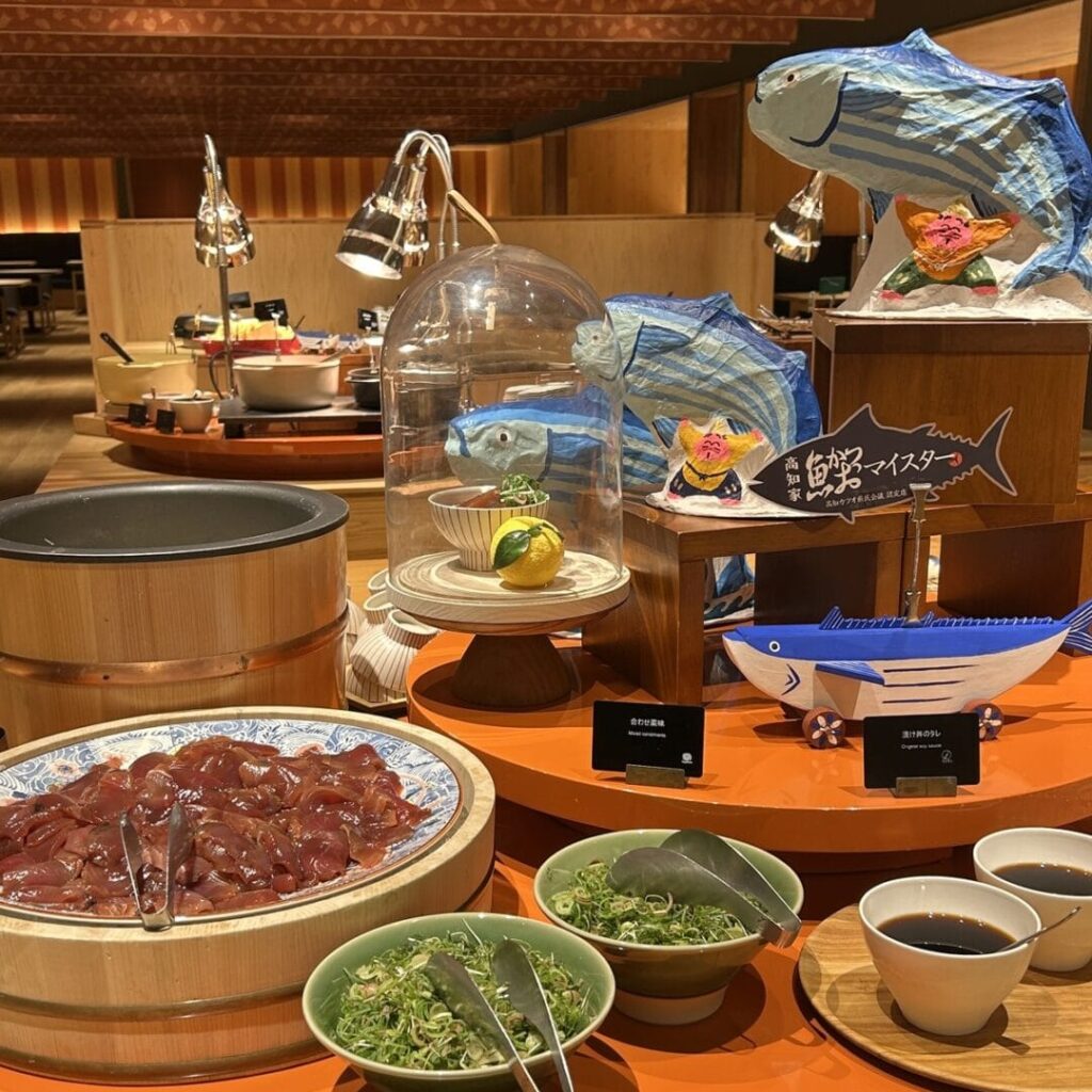 ビュッフェのカツオの漬け丼コーナー