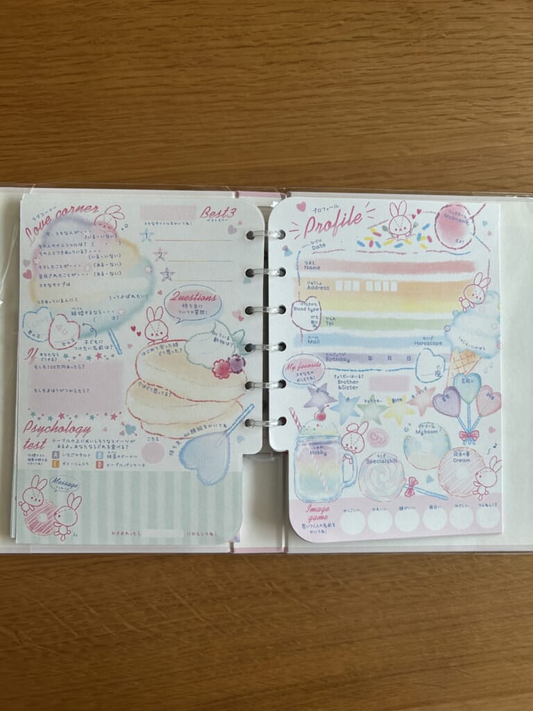 プロフィール帳の中身