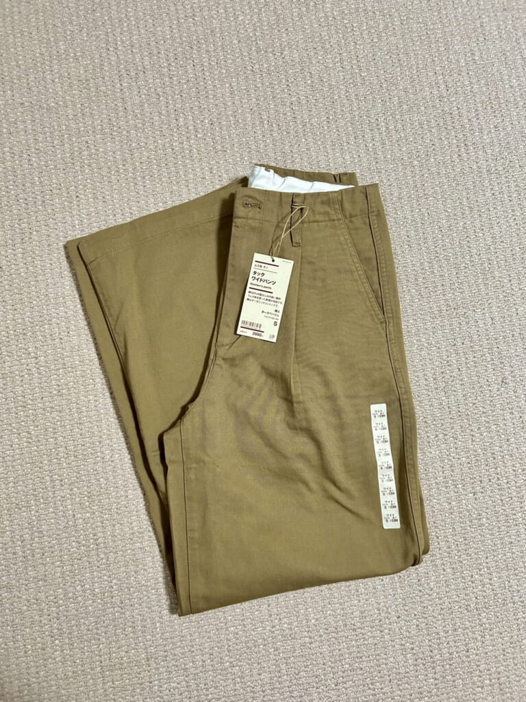 無印良品 タックワイドパンツ(ダークベージュ) 画像
