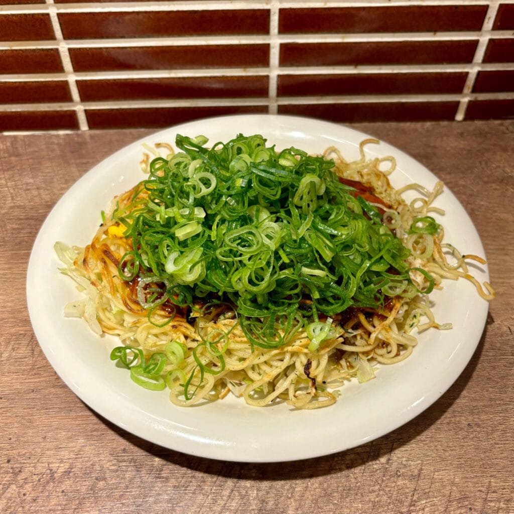 ネギかけそば肉玉子　みっちゃん総本店　広島駅