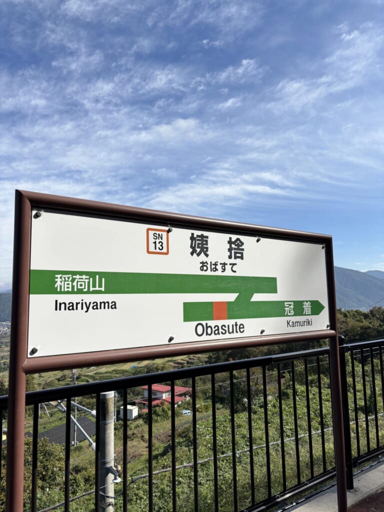 姨捨駅の表札