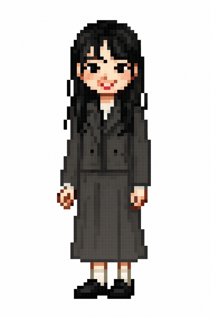 ドット絵 チャットGPT コーデ グレー セットアップ