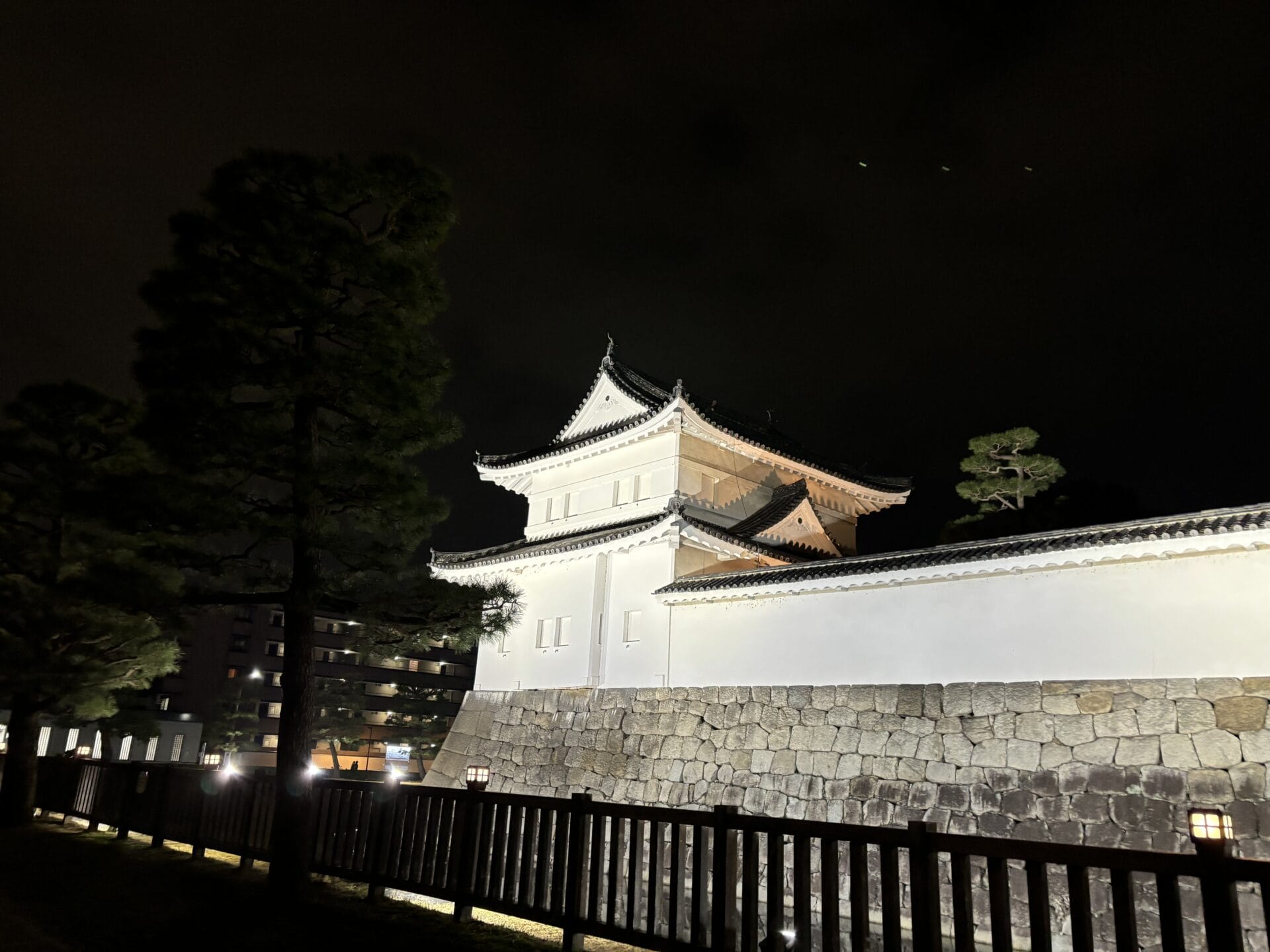 夜の二条城の様子