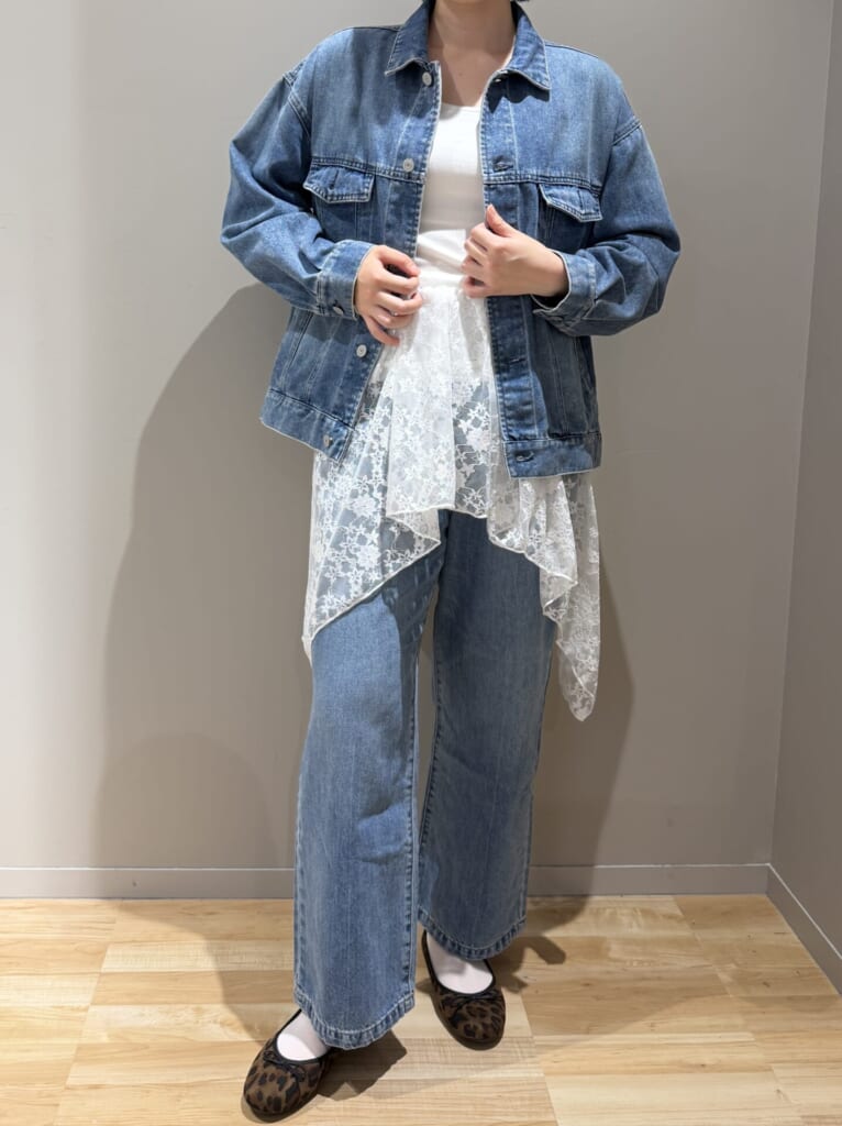 グローバルワークのデニムジャケットを使ったデニムオンデニムスタイル